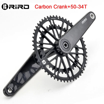 RIRO Carbon Fiber Road Crankset 29MM 50-34/52-36/53-39T Compatible with 11/12 Speed Shimano Direct Mount /110/130BCD Chainrings