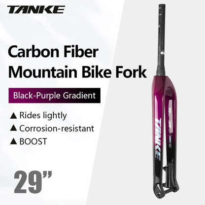 TANKE MTB Hard Fork Bicycle Suspension carbon fiber 26/27.5/29inch Universal Mountain Bike Fork Straight Cone 28.6mm Boost T800