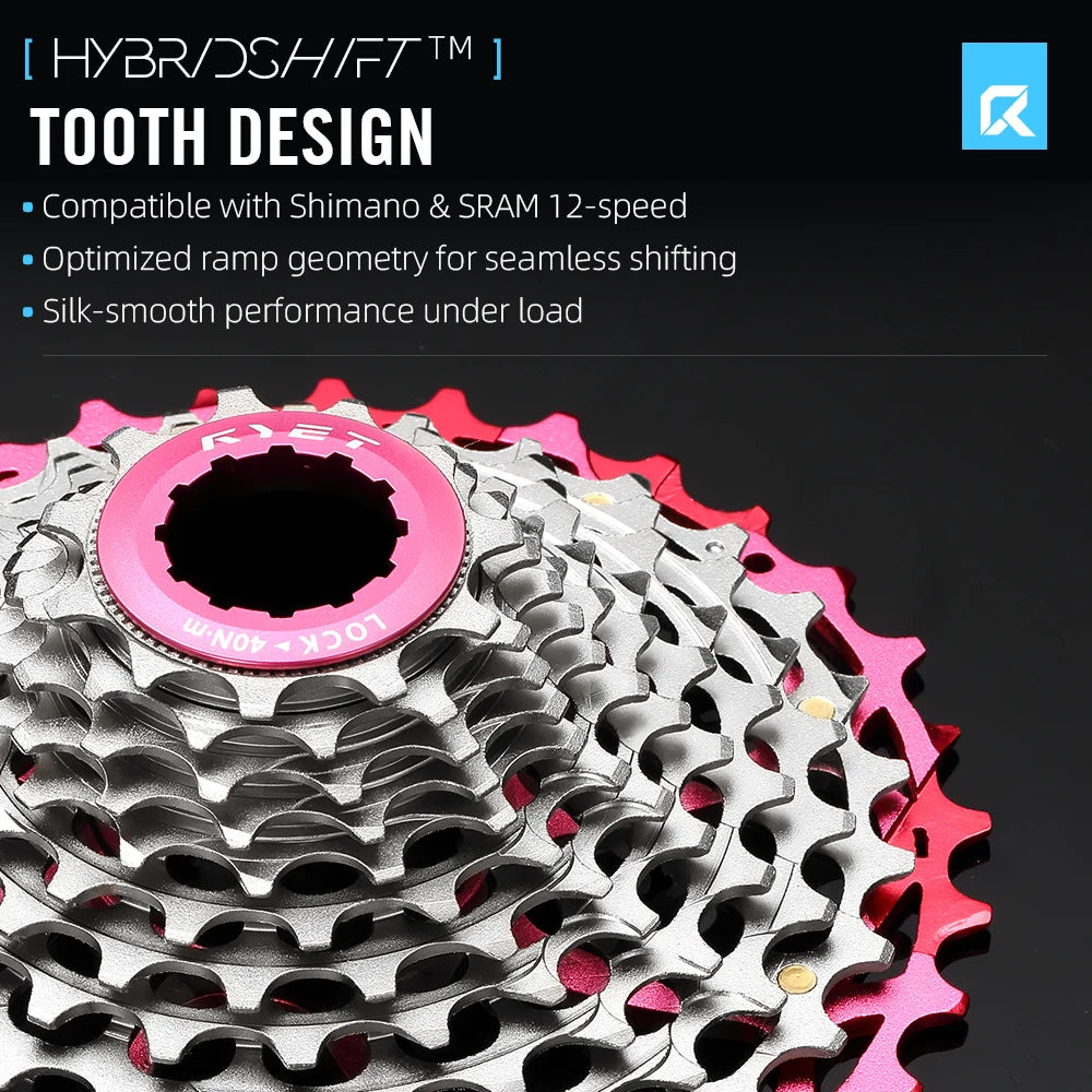 RYET 11-34T 12S CNC Alu/Steel Cassette 230g Ultralight HG for Shimano Road Gravel K7 12-Speed Bike