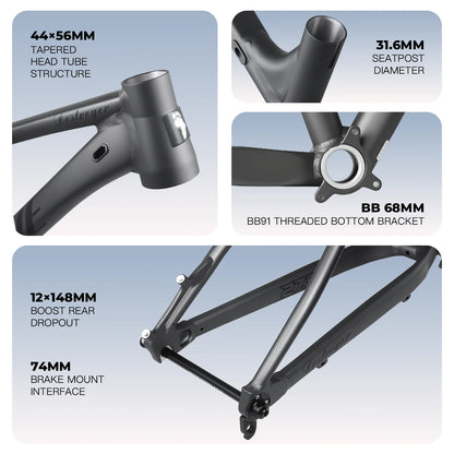 SPEEDONE Mtb 29 Aluminum Alloy Frame Hidden Internal Wiring 12x148mm Boost Endurance Race Bicycle Frame 27.5/29er Bicycle Parts