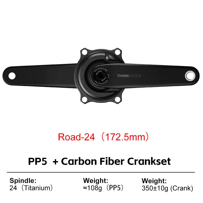 THINKRIDER PP5 Bike Carbon Fiber Spider Power Meter Crankset 24MM 160-175mm ANT+ BLE for  Road Bike