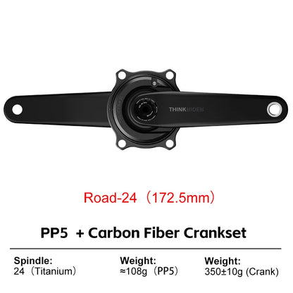 THINKRIDER PP5 Bike Carbon Fiber Spider Power Meter Crankset 24MM 160-175mm ANT+ BLE for  Road Bike
