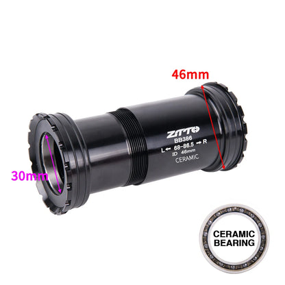 ZTTO BB386 Ceramic Threaded Lock Bottom Bracket 24mm 29mm 30mm for 386 46mm Frame to 24 29 DUB 30 Crank axle