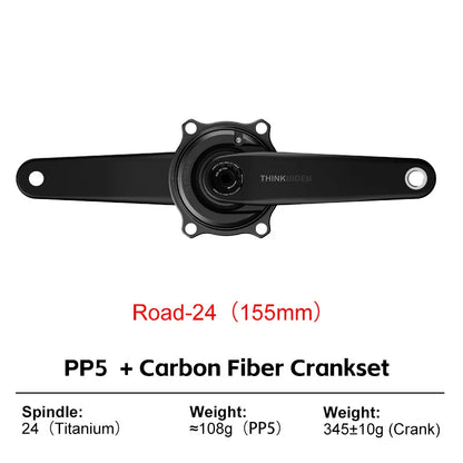 THINKRIDER PP5 Bike Carbon Fiber Spider Power Meter Crankset 24MM 160-175mm ANT+ BLE for  Road Bike