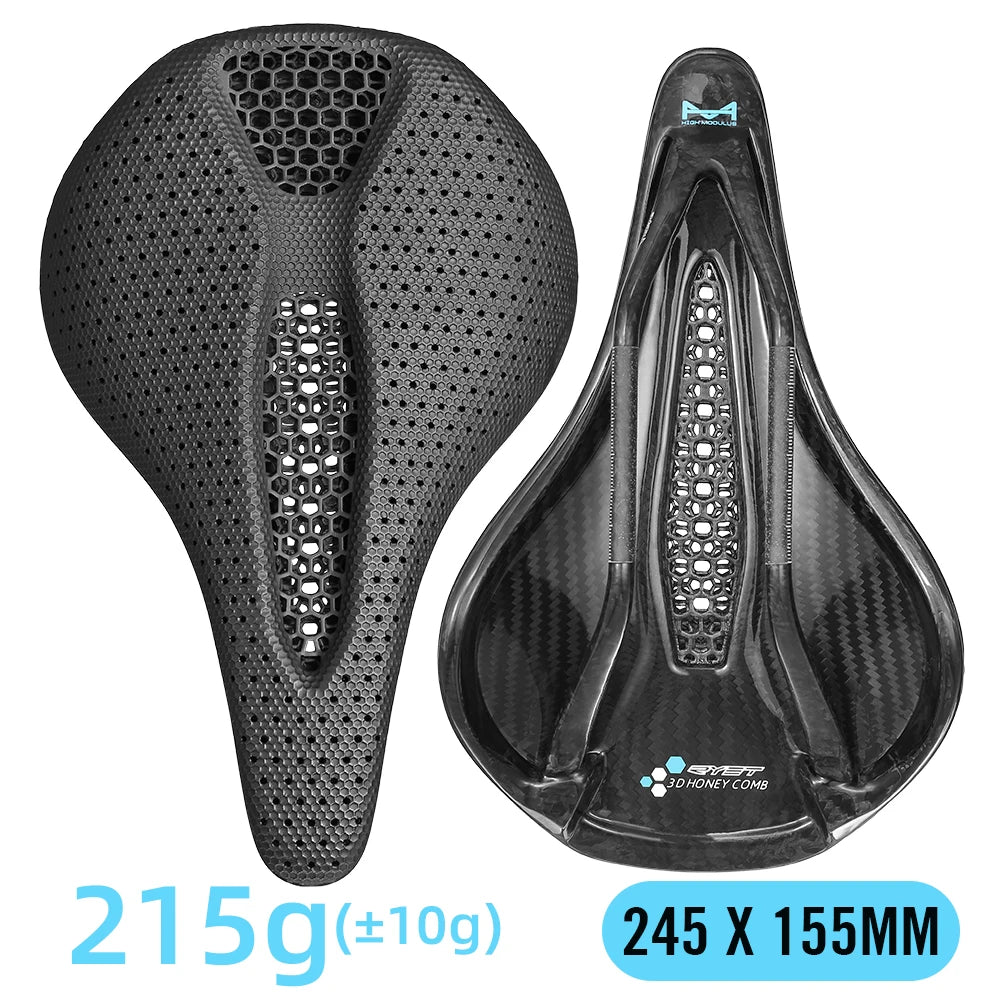 RYET Full Carbon 3D Printed Saddle 145/155mm 160-227g Oval 7x9mm Rails Superflow Cut-Out Ultralight Road MTB Gravel Triathlon XC