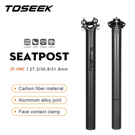 TOSEEK ZF-One Carbon Seatpost 27.2/30.8/31.6mm Matte Black MTB/Road Bike Seat Post Length 280mm Seat Tube Bicycle Parts
