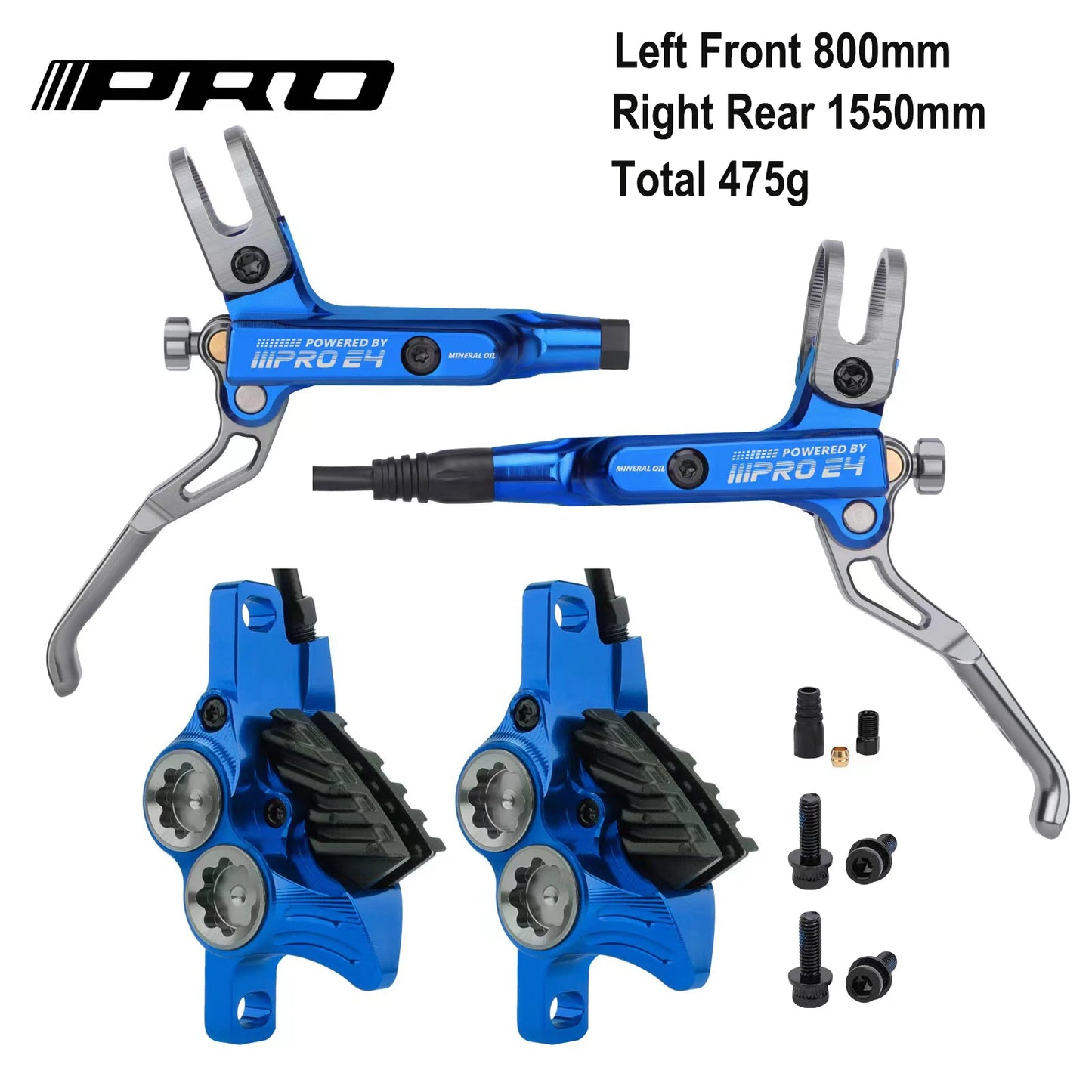 IIIPRO E4 Brake Ultralight 4 Piston Bicycle Hydraulic Brake 800/1550mm MTB Brake Cooling Oil Pressure AM DH Road Bike Disc Brake