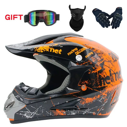 Motorcycle Helmet Off-road Racing Helmet All-season Men's and Women's Mountain Bike Helmet with Glasses,face Mask,and Gloves