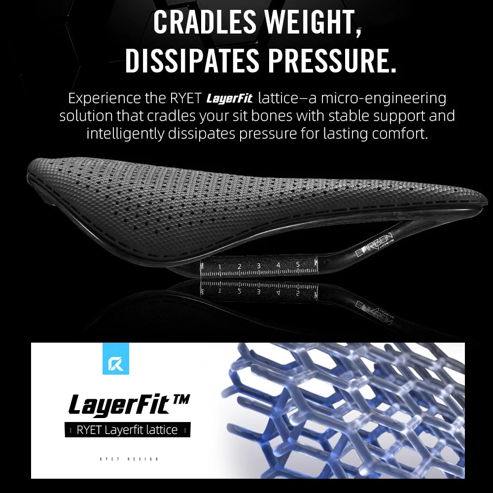 RYET Carbon 3D Printed Saddle 145/155MM 190g 7*9 Bike Seating For Men Women Triathlon Road MTB Mountain Gravel Cycling Parts