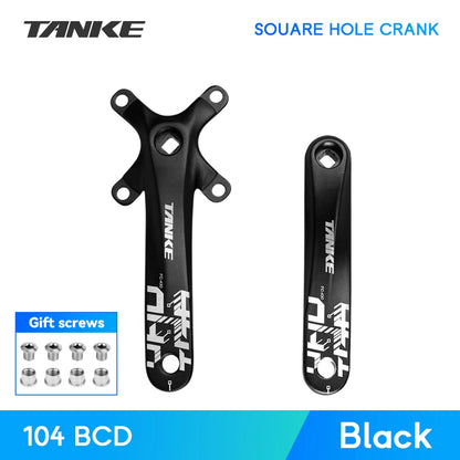 TANKE Bicycle Crank Square Hole Sprocket 104BCD 170mm Red Black Crank Round 32/34/36/38/40/42/44T Narrow Chainrings MTB Crankset