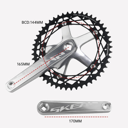 SKEACE 48T/49T Aluminum Alloy Bicycle Crank Set 144BCD Single Speed Crank Chain Wheel 165mm Crank Road Fix Gear Track Bicycle