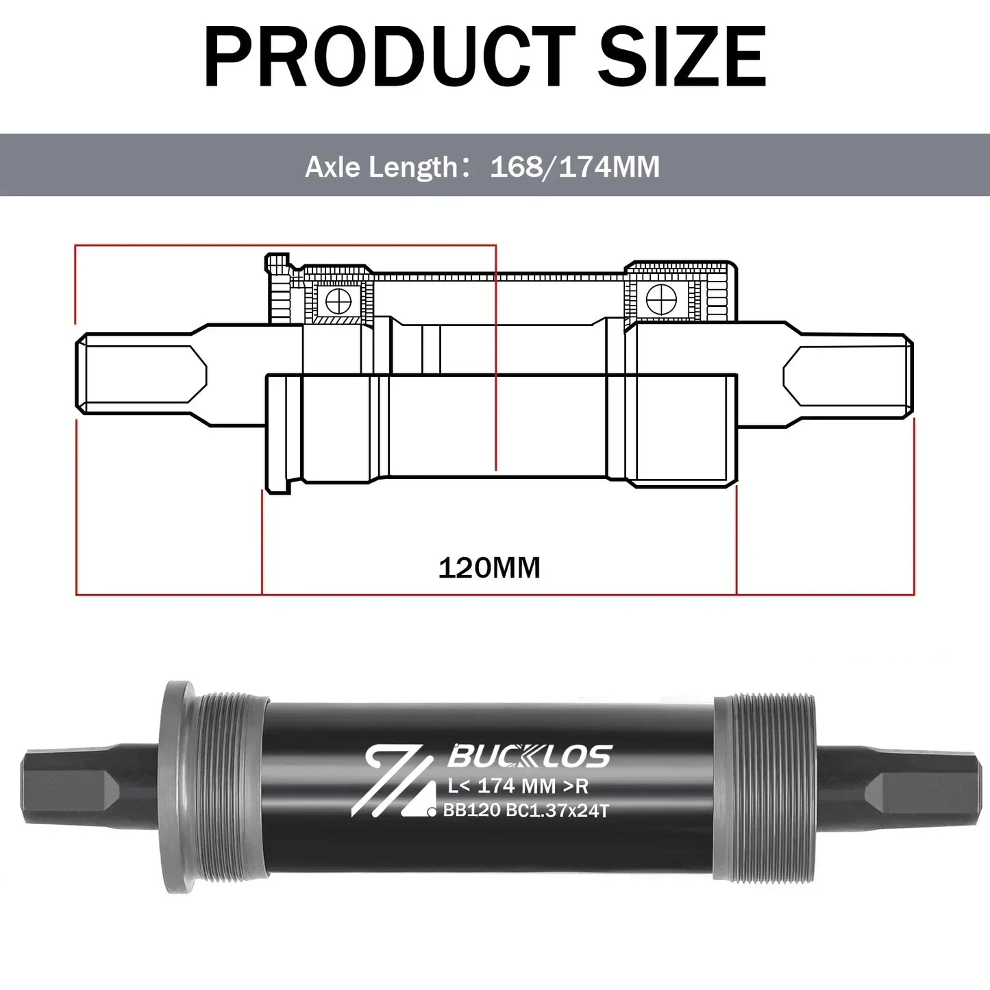 BUCKLOS Bike Bottom Bracket Square Hole Road Mountain Bike E-Bike Crank BB BB68 BB80 BB90 BB100 BB110 BB120 MTB Crankset Parts