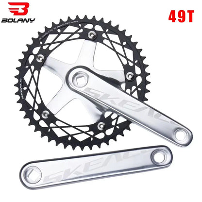 SKEACE Track cycling Crankset 144BCD Square Hole Crank Aluminum Alloy Single Speed Crank Chainwheel 165mm 48/49T Crankset