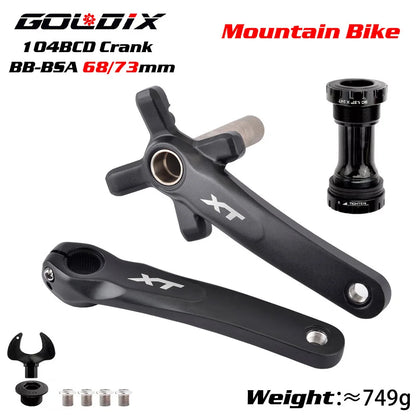 XT Bicycle Crankset 104BCD MTB Bike Crank Chainring Bike 170mm 175mm Black Round Oval 32T 34T 36T 38T Aluminum Alloy with Bottom