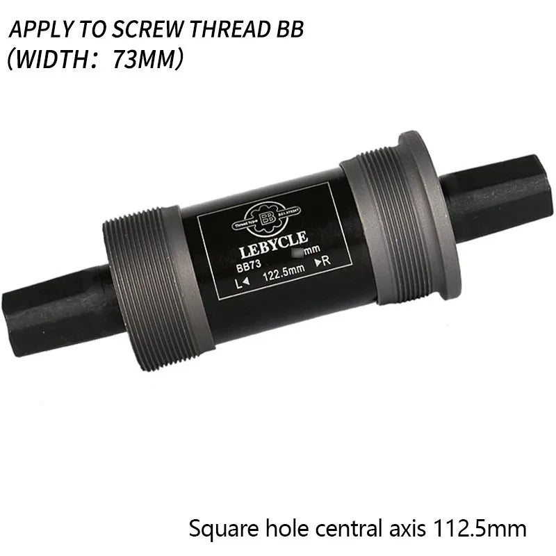 Mountain Bike Square Hole Bottom Bracket 73mm 113/122.5/124.5/126mm BB73 Waterproof Sealed Bearings Carbon Steel Cycling