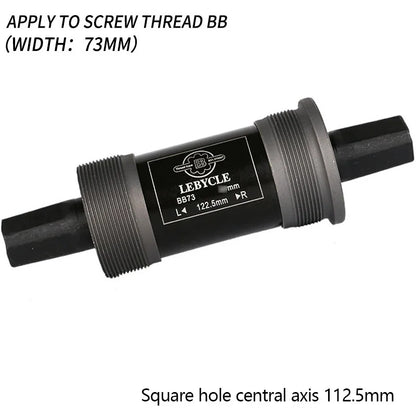 Mountain Bike Square Hole Bottom Bracket 73mm 113/122.5/124.5/126mm BB73 Waterproof Sealed Bearings Carbon Steel Cycling