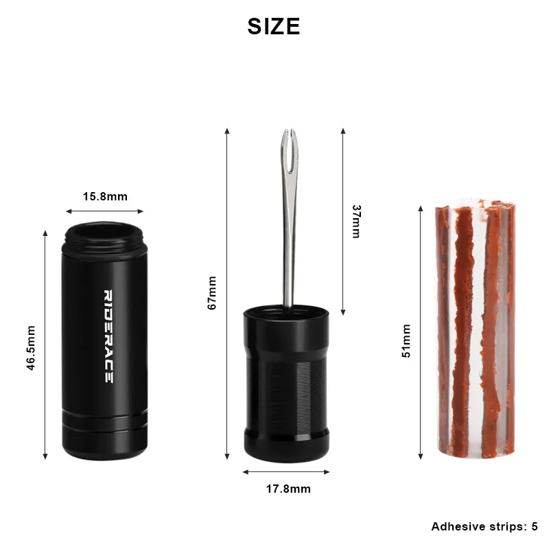 RIDERACE Bicycle Tire Repair Tool Kit Mountain Bike Tubeless Tyre Puncture Sealant Rubber Stripe Drill Set MTB Road Cycling