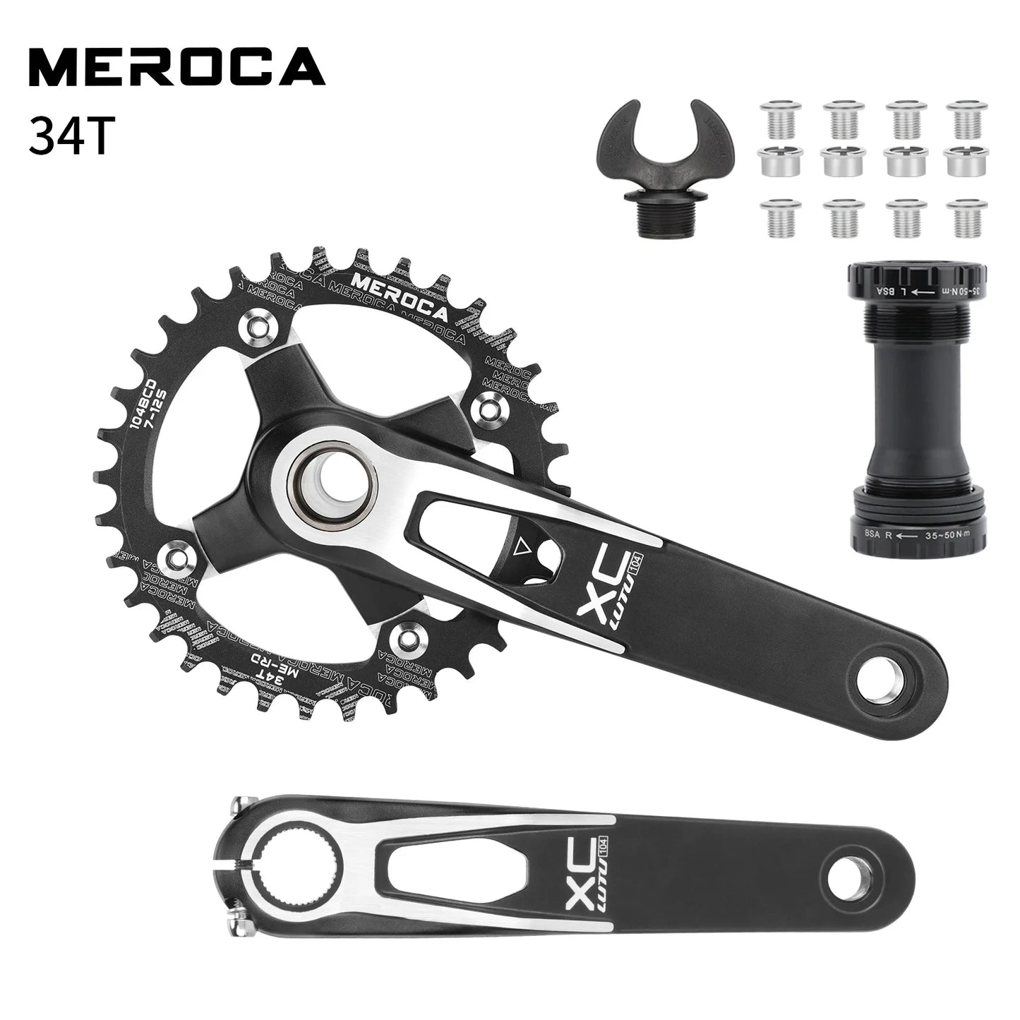 LUTU XC Hollow Integrated Crank MTB Cranks - Direct Mount MTB Single Chainring Aluminum Crankset MTB Accessories