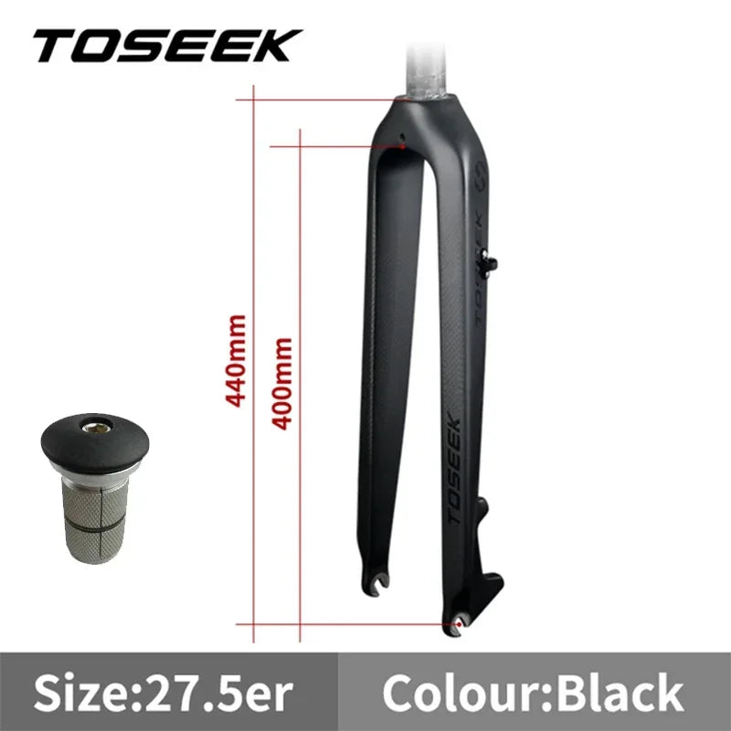 TOSEEK 26 /27.5/29 Inch Carbon Fiber Bike Fork Straight/Tapared Tube MTB Fork 9*100mm Mountain Bike Fork Bicycle Rigid Fork