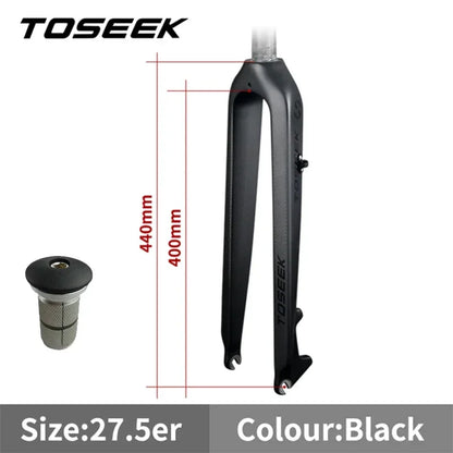 TOSEEK 26 /27.5/29 Inch Carbon Fiber Bike Fork Straight/Tapared Tube MTB Fork 9*100mm Mountain Bike Fork Bicycle Rigid Fork