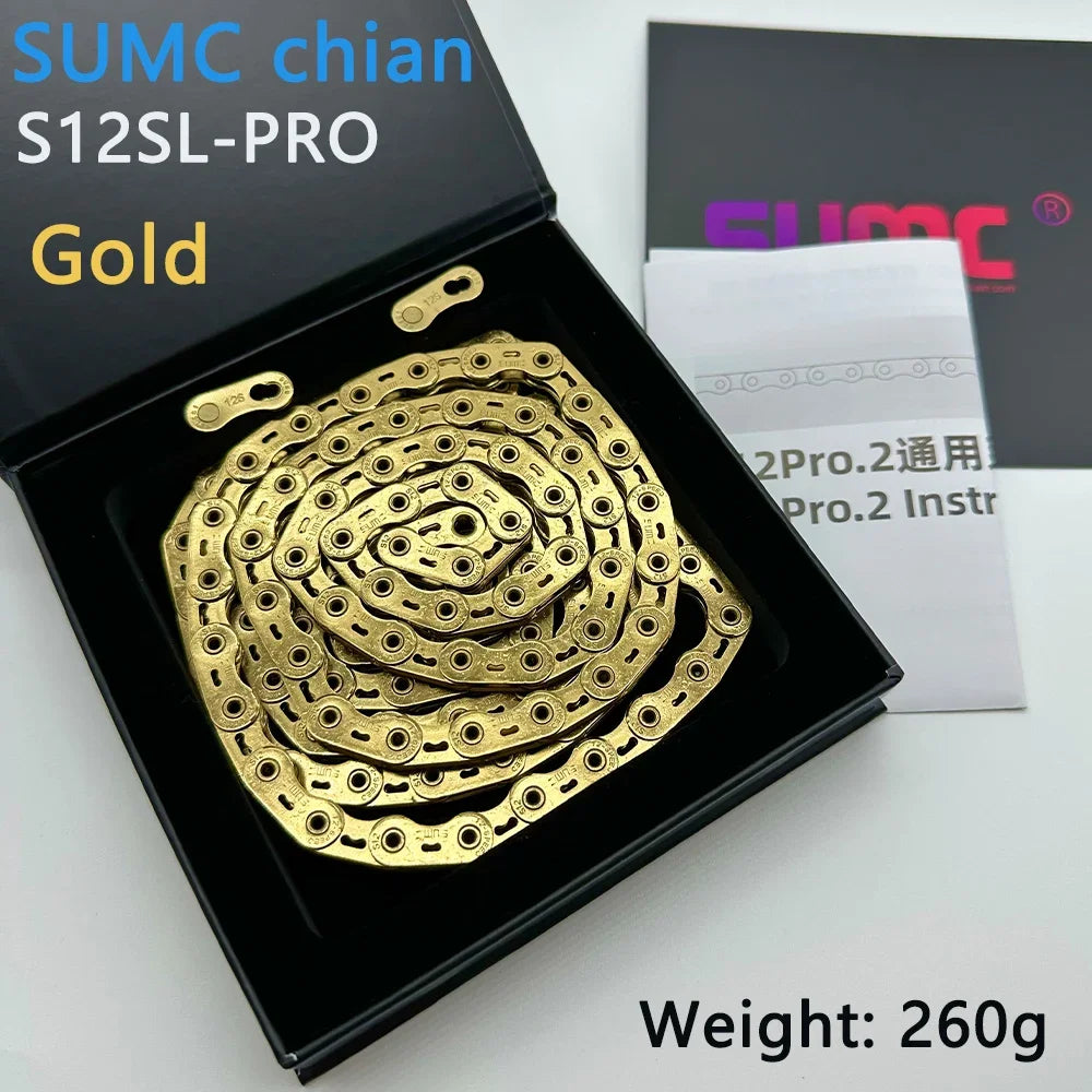 sumc 12 speed bike chain crescent chain road bike mountain  126 links ultra light bicycle chain for Shimano