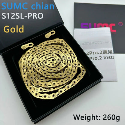 sumc 12 speed bike chain crescent chain road bike mountain  126 links ultra light bicycle chain for Shimano