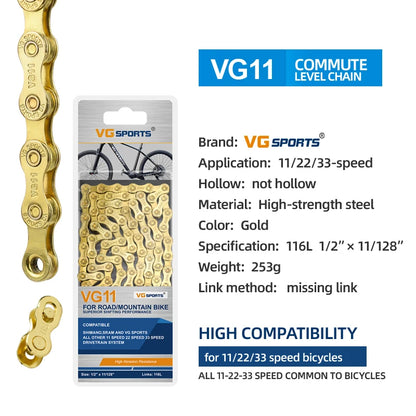 1pc VG Sports 8 9 10 11 Speed Velocidade Bicycle Chain 8s 9s 10s 11s MTB Mountain Road Bike Chain Bike Parts Bicycle Accessories