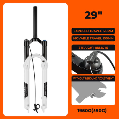 BOLANY Bike Air Fork 27.5/29inch 120mm Travel Oil Air Suspension Lightweight Magnesium Alloy Quick Release Bicycle Fork