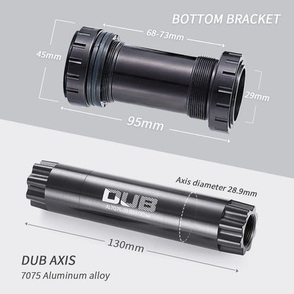 KRSEC Ultralight MTB Bike Crank DUB Axis Diameter 28.9mm Mountain Bicycle Crankset 170mm 3-nail Straight Installation For Enduro