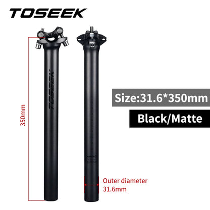 TOSEEK ZF-One Carbon Seatpost 27.2/30.8/31.6mm Matte Black MTB/Road Bike Seat Post Length 280mm Seat Tube Bicycle Parts