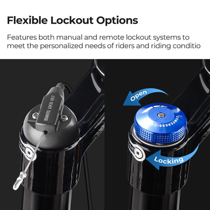 BOLANY MTB Air Fork 26/27.5/29 Inch Tapered Suspension Fork Rebound Adjustable 15x110mm Boost MTB Air Fork Thru Axle Disc Brake