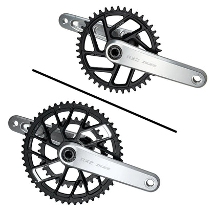 ZRACE RX2 Gravel / Road Crankset, High-precision CNC Machining, Ultra-strong Alloy Shaft, 165/170, 53-39/52-36/50-34/40/42/44T
