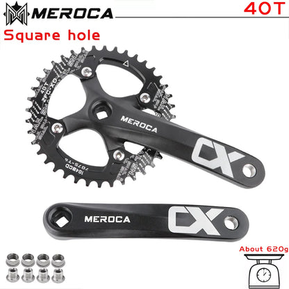 MEROCA CX Square Hole Bicycle Crankset 104BCD Aluminum Alloy IXF Square Hole Mountain Bike Crankset 170mm 32T/34T/36T/38T/40T/42