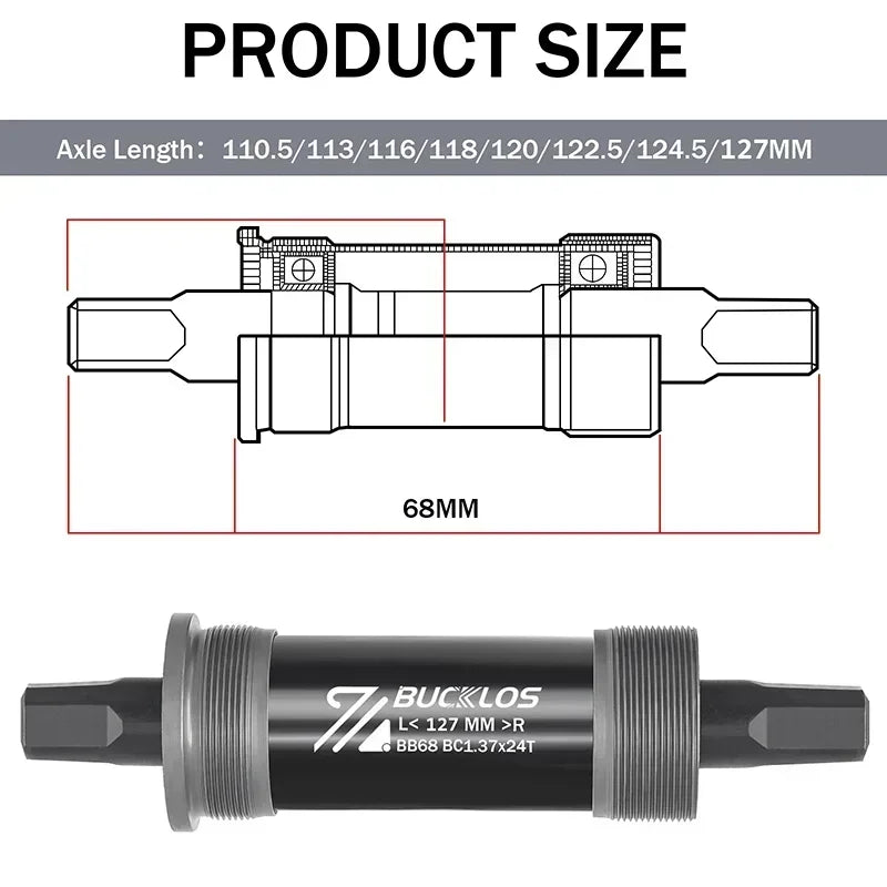 BUCKLOS Bike Bottom Bracket Square Hole Road Mountain Bike E-Bike Crank BB BB68 BB80 BB90 BB100 BB110 BB120 MTB Crankset Parts