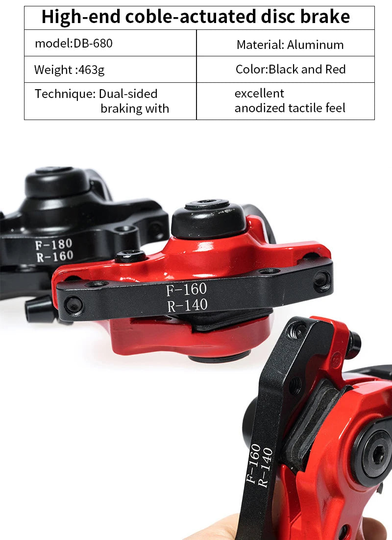 ZOOM DB680 Bicycle Brakes MTB Mechanical Disc Brake Set For MTB Electric Scooters Caliper With Rotor 160mm Winter Cycling Parts