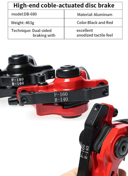 ZOOM DB680 Bicycle Brakes MTB Mechanical Disc Brake Set For MTB Electric Scooters Caliper With Rotor 160mm Winter Cycling Parts