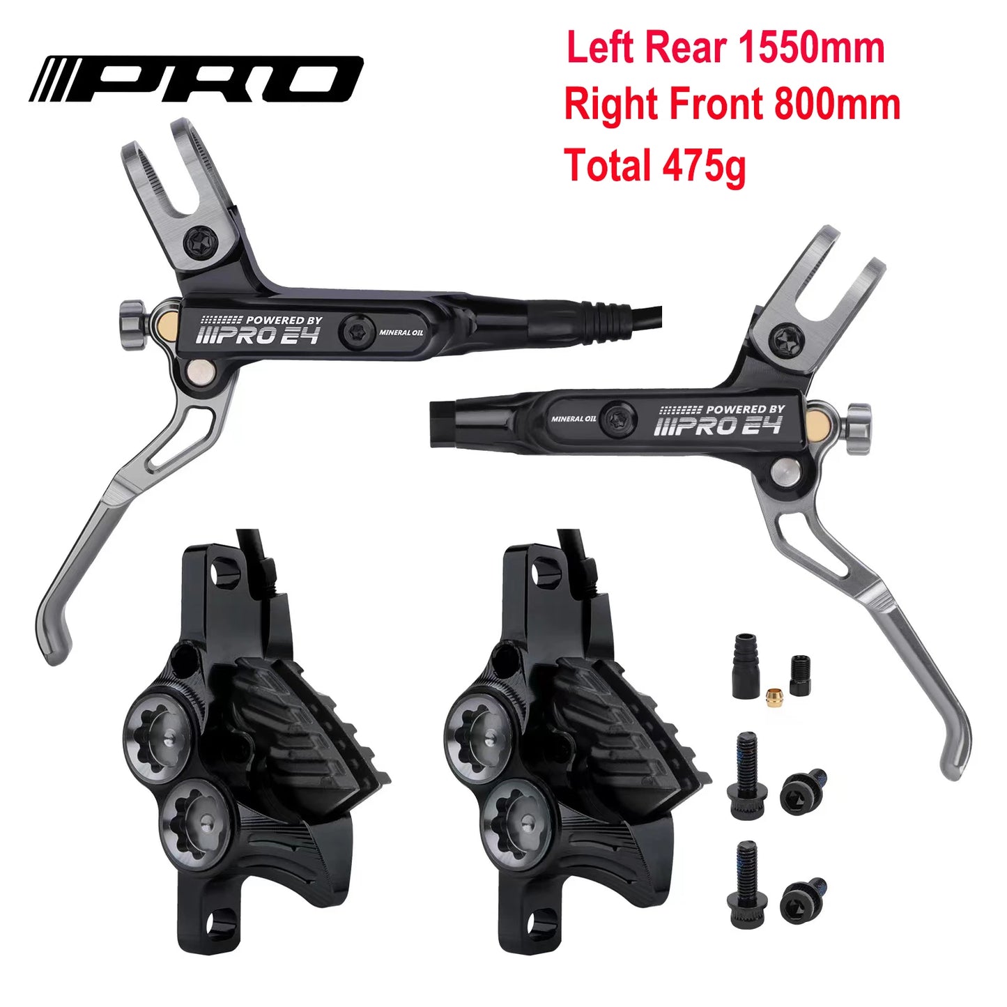IIIPRO E4 Brake Ultralight 4 Piston Bicycle Hydraulic Brake 800/1550mm MTB Brake Cooling Oil Pressure AM DH Road Bike Disc Brake