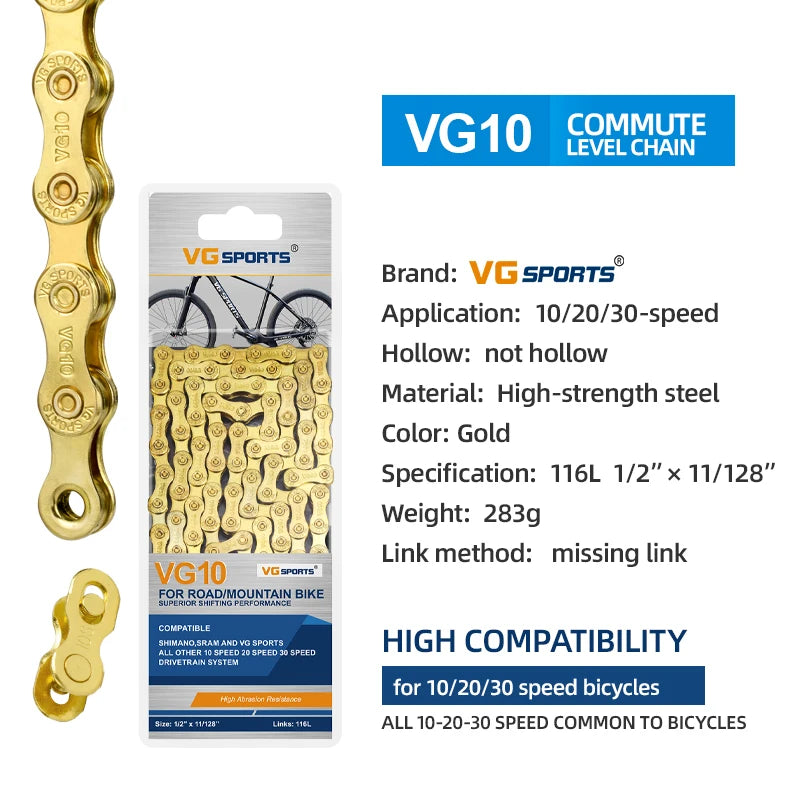 1pc VG Sports 8 9 10 11 Speed Velocidade Bicycle Chain 8s 9s 10s 11s MTB Mountain Road Bike Chain Bike Parts Bicycle Accessories