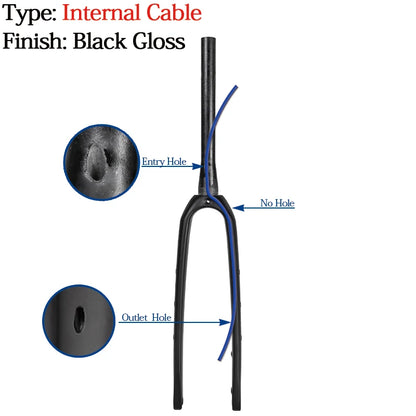 BXT 700C Carbon Gravel Fork, MTB/Road Carbon Bike Fork, 27.5er Thru Axle Disc Brake Road Bicycle fork, Int/Ext Cable Rigid Fork