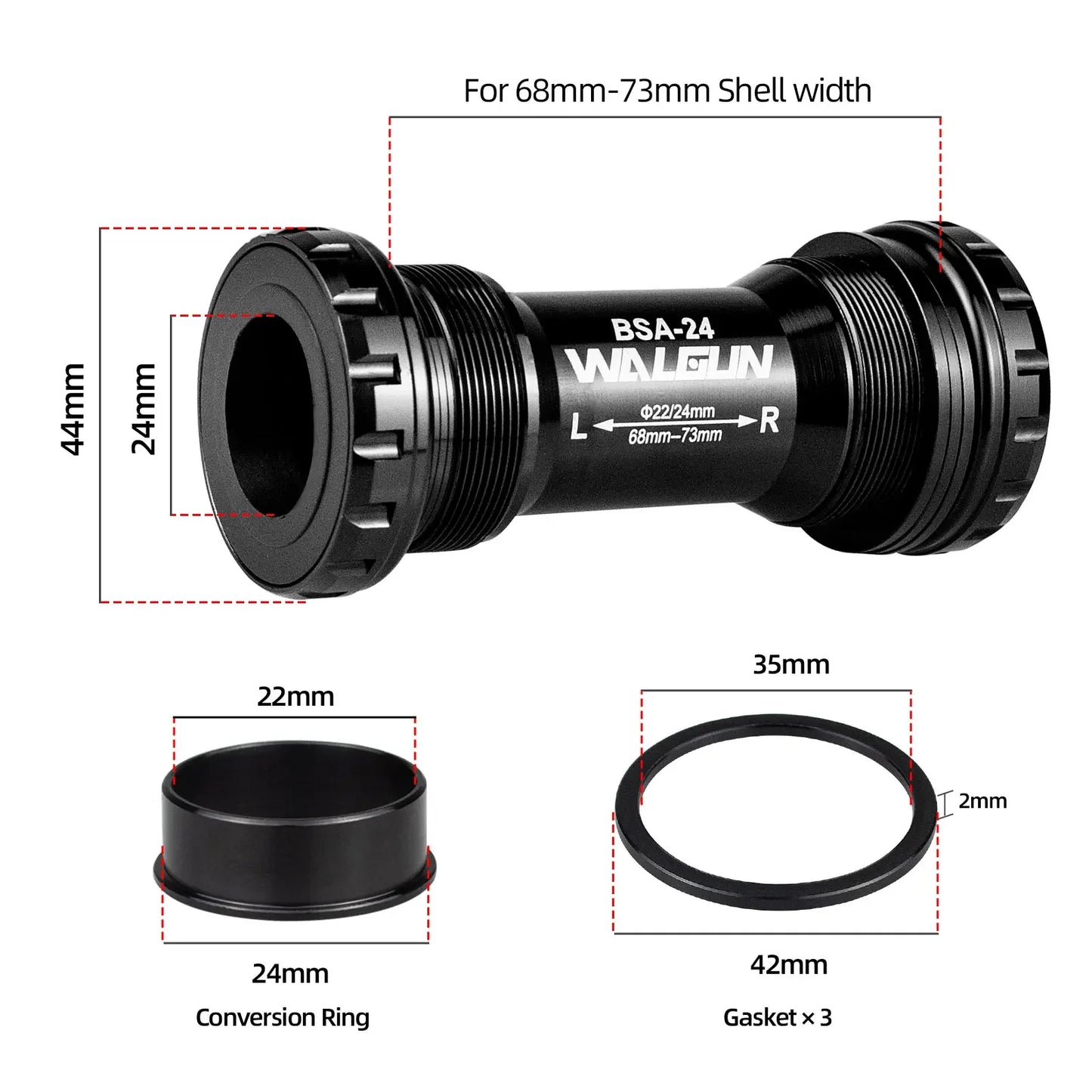 BSA Threaded Bike Bottom Bracket Ceramic BB BSA24 BSA30 BSA29 English for MTB Road Bikes 24mm 30mm 29mm Shell Bicycle Crank