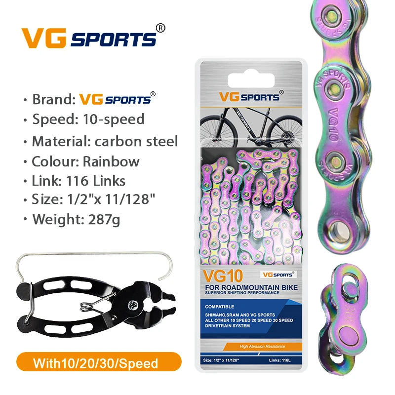 1pc VG Sports 8 9 10 11 Speed Velocidade Bicycle Chain 8s 9s 10s 11s MTB Mountain Road Bike Chain Bike Parts Bicycle Accessories