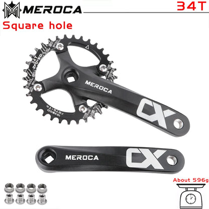 MEROCA CX Square Hole Bicycle Crankset 104BCD Aluminum Alloy IXF Square Hole Mountain Bike Crankset 170mm 32T/34T/36T/38T/40T/42
