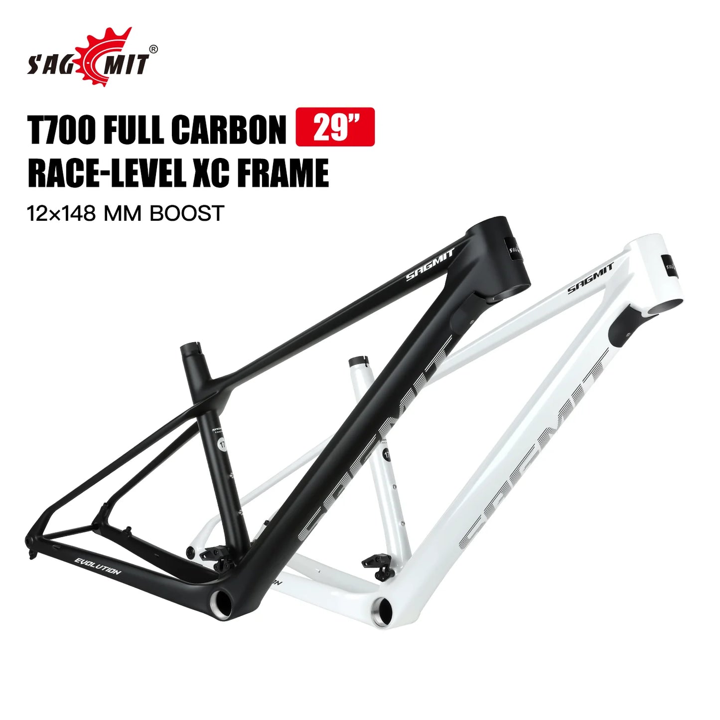 SAGMIT T700 Carbon Mountain Bike Frame 29er Full Internal Routing Boost 12x148mm Hardtail UDH MTB Carbon Frame Disc Brake