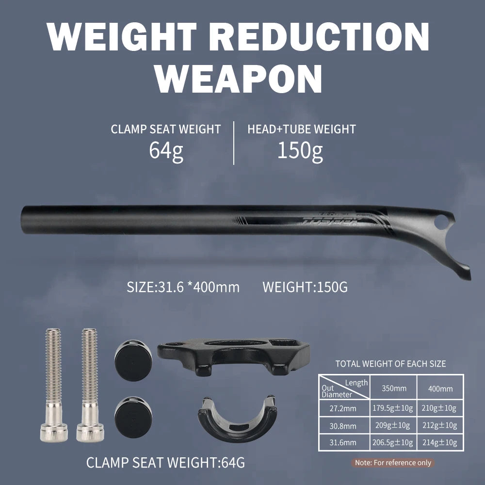TOSEEK Carbon Seatpost 27.2/31.6mm 400mm Offset 20mm Matte Black MTB Road Bike Bicycle Seat Post Parts