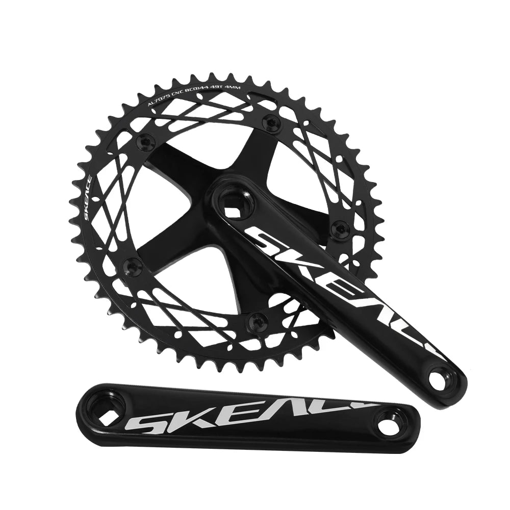 SKEACE 48T/49T Aluminum Alloy Bicycle Crank Set 144BCD Single Speed Crank Chain Wheel 165mm Crank Road Fix Gear Track Bicycle