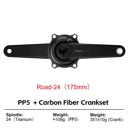 THINKRIDER PP5 Bike Carbon Fiber Spider Power Meter Crankset 24MM 160-175mm ANT+ BLE for  Road Bike