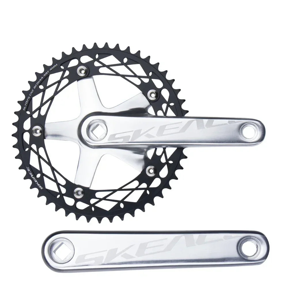 SKEACE Track cycling Crankset 144BCD Square Hole Crank Aluminum Alloy Single Speed Crank Chainwheel 165mm 48/49T Crankset