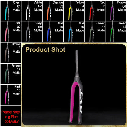 BXT-29er Mountain Bike Carbon MTB Fork, Rigid Tapered Thru Axle 100*15mm, Super Light Bicycle Fork,