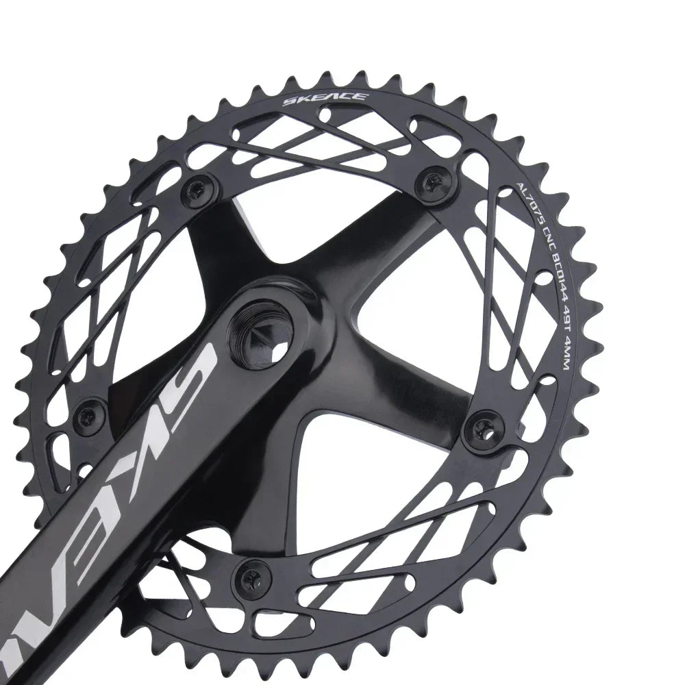 SKEACE Track cycling Crankset 144BCD Square Hole Crank Aluminum Alloy Single Speed Crank Chainwheel 165mm 48/49T Crankset