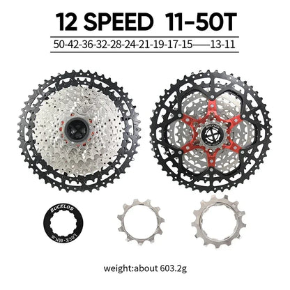 BUCKLOS Bicycle Flywheel 8/9/10/11/12 Speed Bike Cassette 36T/40T/42T/46T/50T/52T MTB Road Bike Freewheel for SHIMANO HG K7 Part